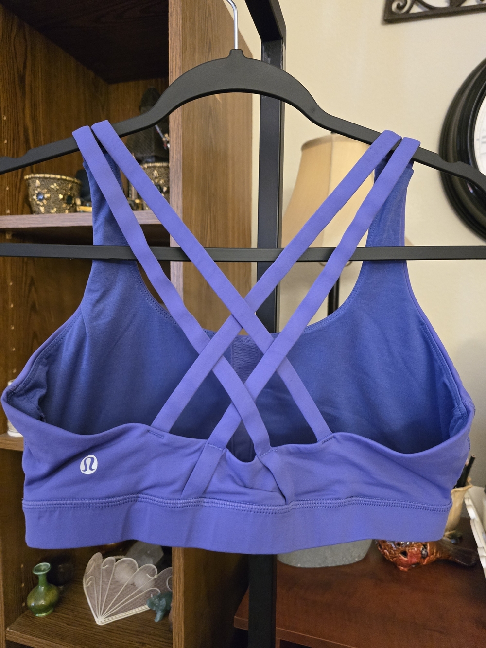 Lululemon Energy Bra Blue Strappy Crossback Sports Bra Activewear Size 12 - Picture 4 of 5